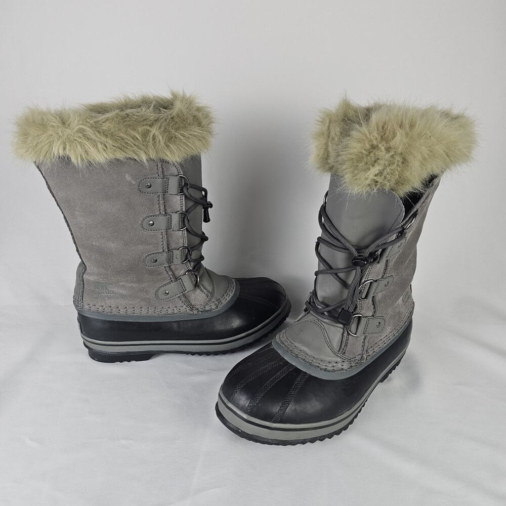 Sorel Joan of Arctic Youth 7 Grey Black Waterproof Winter Snow Boots NY1966-052